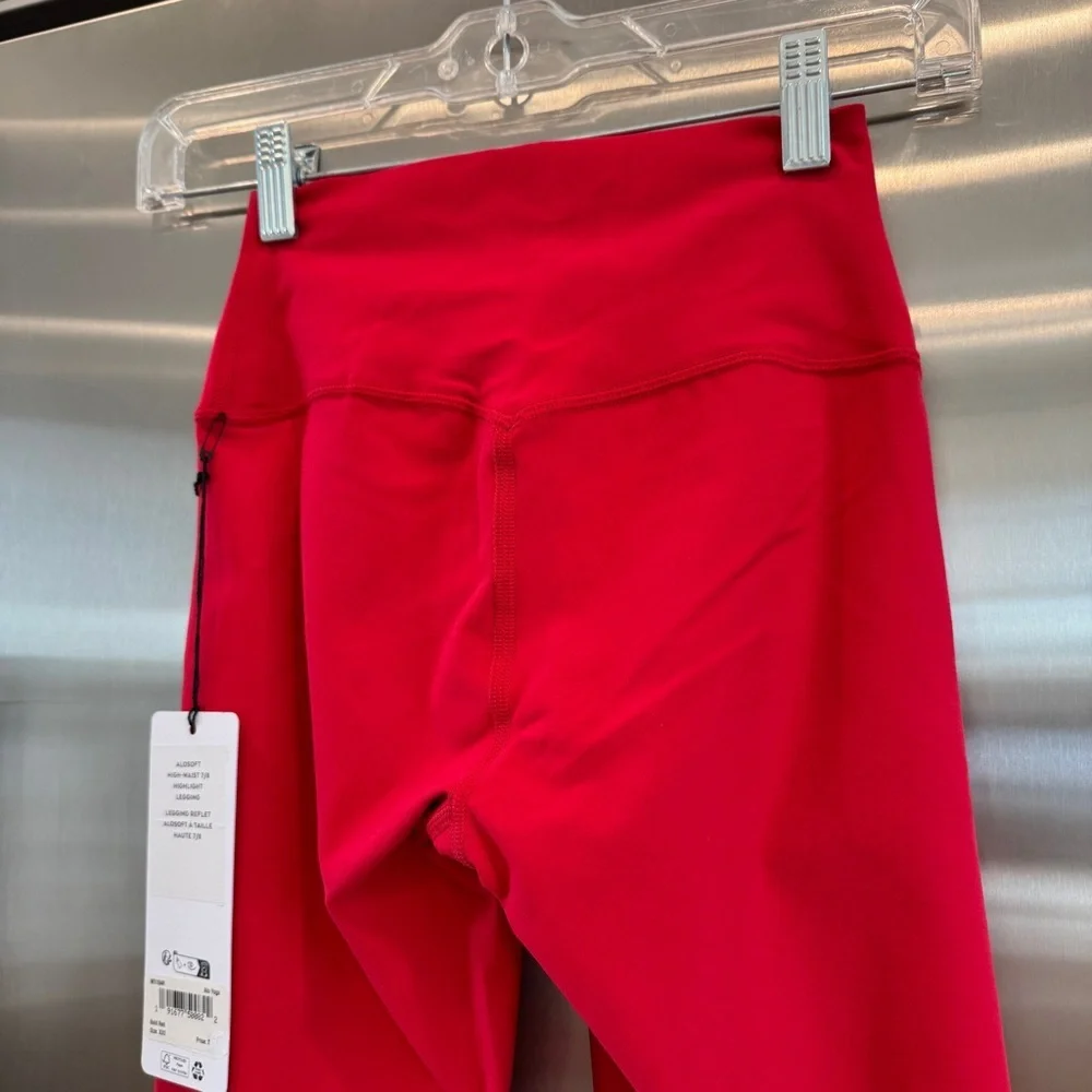 NWT Alo Bold Red Alosoft Leggings High Waisted 7/8 Pants Yoga Workout Brand New